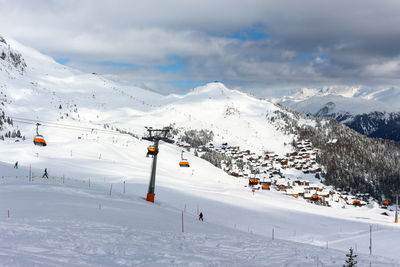 Scenic view of snowcapped mountain against sky