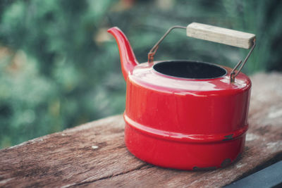 Close-up of red drink on table