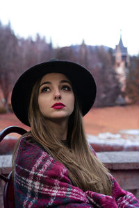 Portrait of beautiful woman with hat