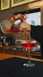 Close-up of wineglass on table