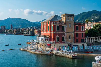 Ancient villa on the sea in the village of rapallo on the italian riviera