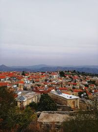 High angle view of townscape against sky