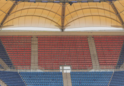 Low angle view of empty seats in playground