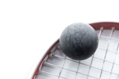 High angle view of ball on table against white background