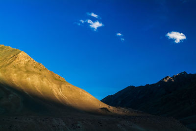 Low angle view of blue sky at night