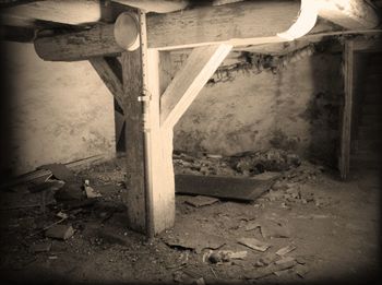 Close-up of abandoned building