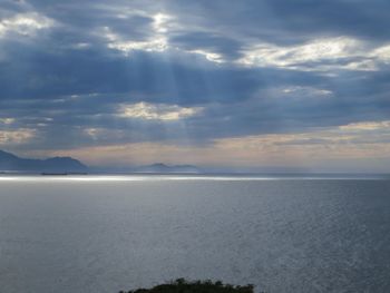 Scenic view of sea against cloudy sky