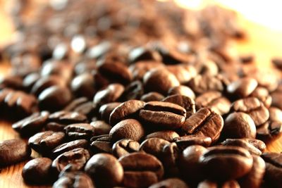 Close-up of roasted beans on table