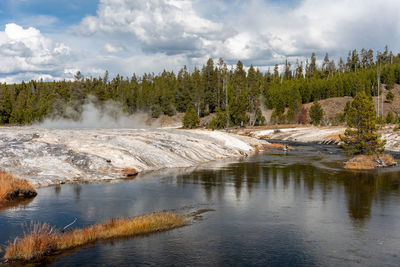 Geyser basin in yellowstone national park