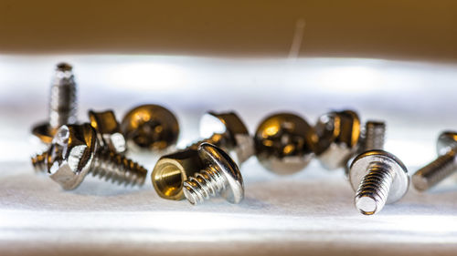 Close-up of candles on table