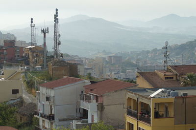 High angle view of townscape against sky