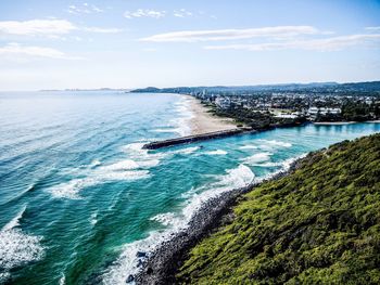 High angle view of sea against sky