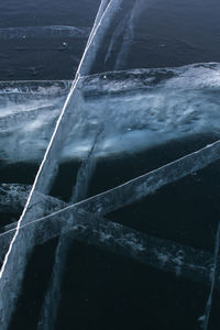 High angle view of frozen sea