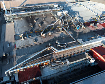 High angle view of buildings in city