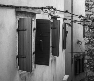 Closed wooden door of building