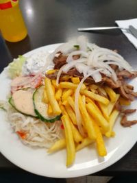 Close-up of food served in plate