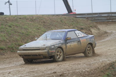 Toy car on field