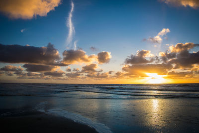 Scenic view of sea against sky during sunset