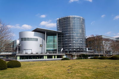 Exterior of factory against sky