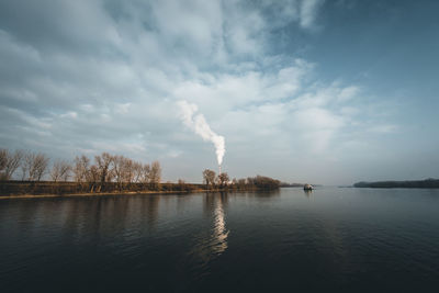 Scenic view of lake against sky