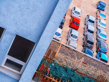 High angle view of multi colored building