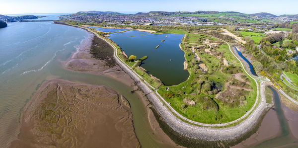 High angle view of sea shore