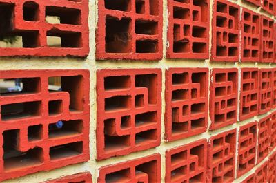 Full frame shot of red brick wall