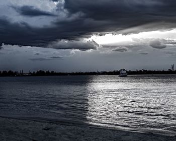 Scenic view of sea against cloudy sky