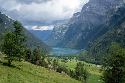 Scenic view of mountains against sky