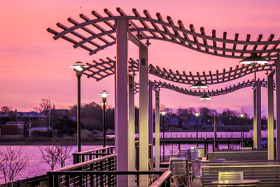 View of bridge at sunset