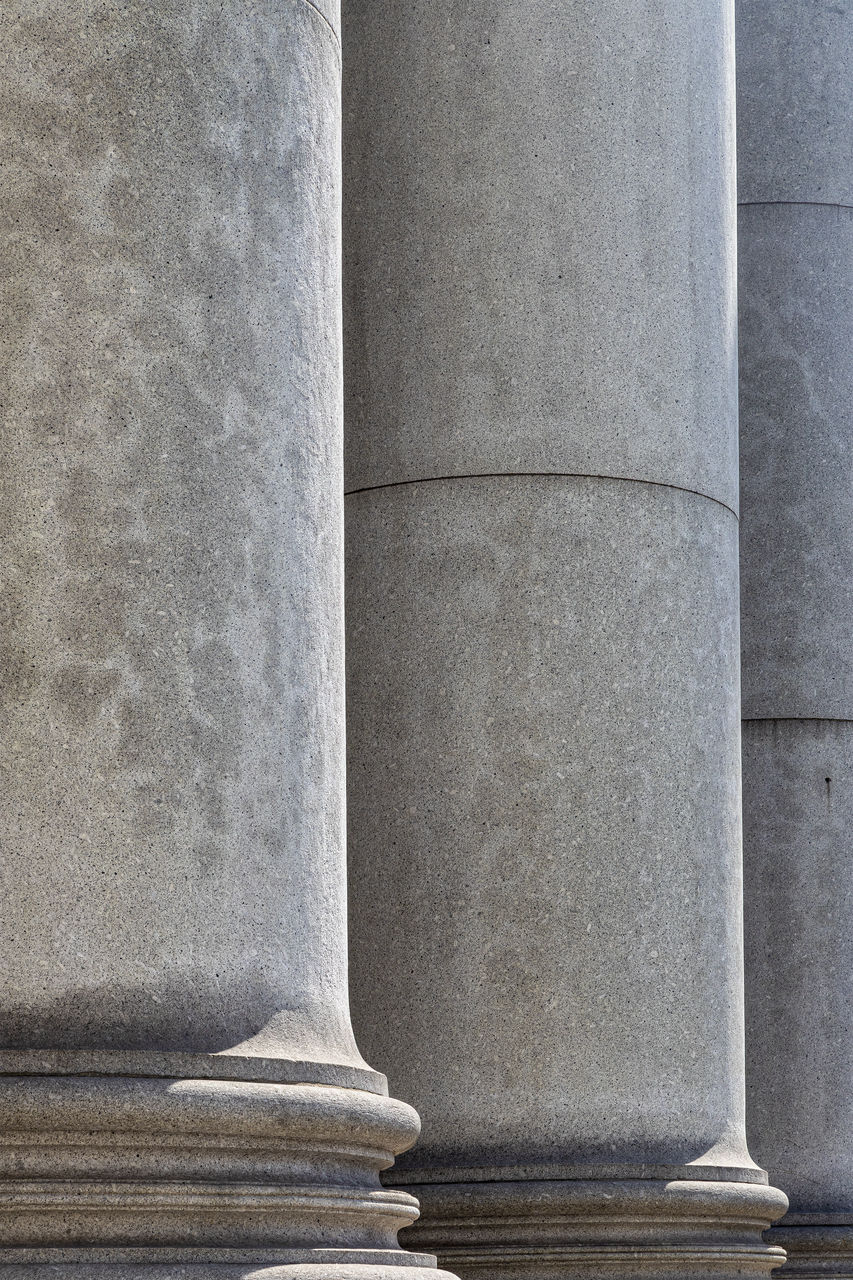 column, architectural column, architecture, no people, built structure, gray, day, concrete, wall, history, outdoors, stone carving, the past, building exterior, close-up, monolith