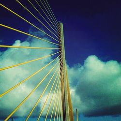 Low angle view of ferris wheel against blue sky