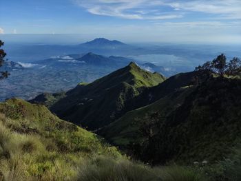 Scenic view of mountains against sky