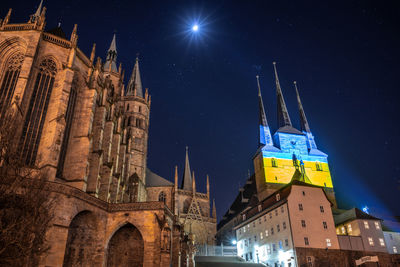 Erfurt, dom, cathedral, illuminated, ukraine, solidarity