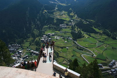 High angle view of people on mountain