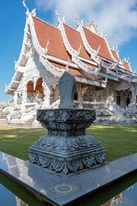 Low angle view of temple against building