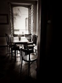 High angle view of empty chairs