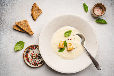High angle view of food on table