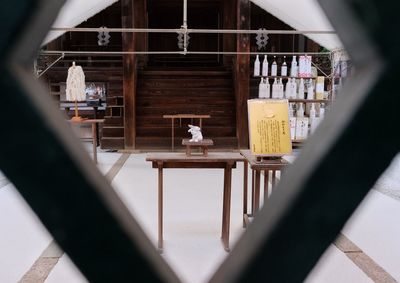 Close-up of chairs in restaurant