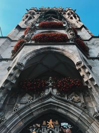 Low angle view of temple building against sky