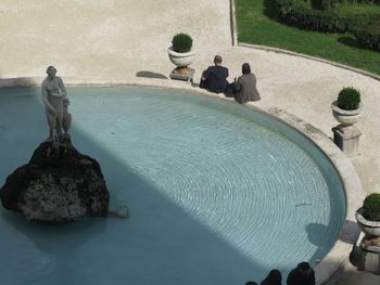 High angle view of people on the ground