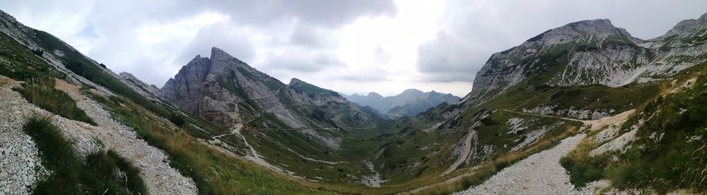 Panoramic view of mountains against sky