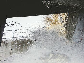 Close-up of water drops on glass window