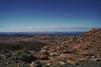 Scenic view of landscape against blue sky