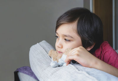 Portrait of cute baby girl at home