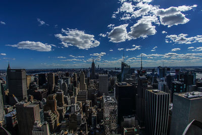 High angle view of cityscape against sky