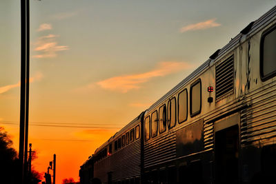 Train against sky during sunset