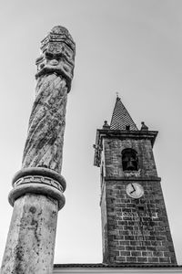 Low angle view of tower against clear sky