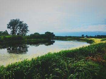 Scenic view of lake against sky
