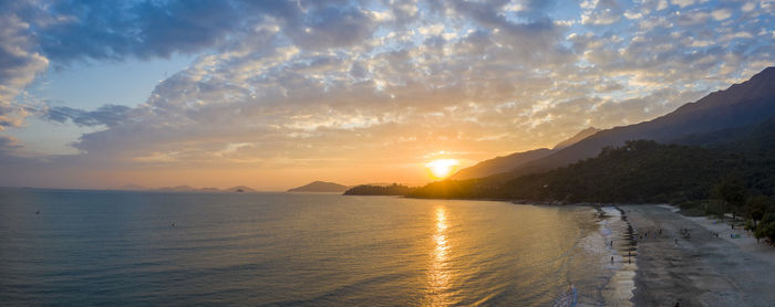 Aerial view of pui o, lantau at sunset, hong kong